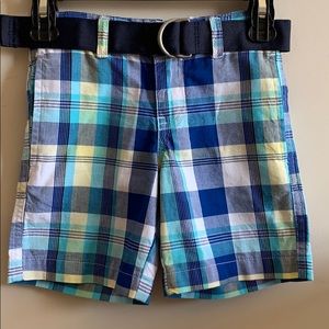 Toddler Boys Plaid Belted Chino Shorts
